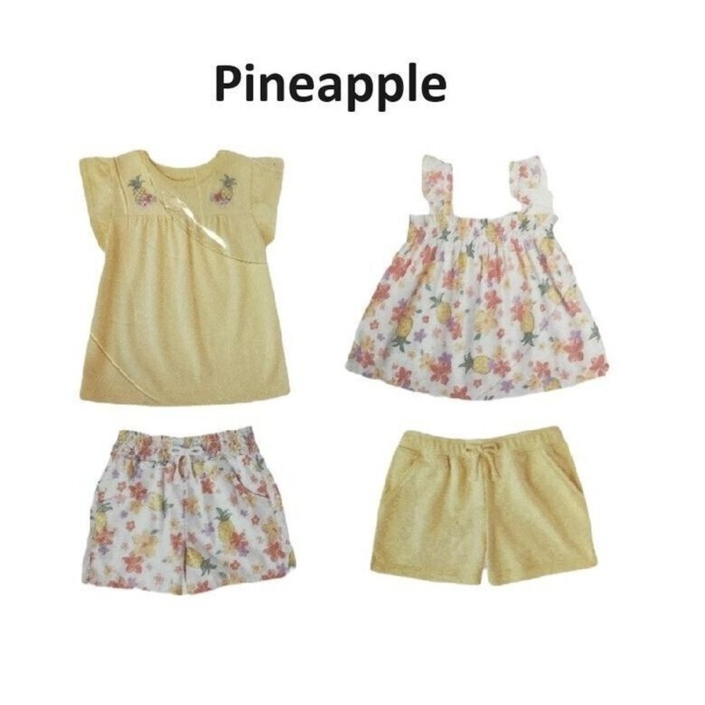 NWT Member's Mark 4 Piece Girls Playwear‎ Set Pineapple 2T